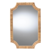 bali & pari Thiago Natural Rattan Wall Mirror - Handwoven Wicker Rectangle Mirror with Scalloped Corners, Coastal Boho Wall Decor for Entryway, Bedroom, or Living Room
